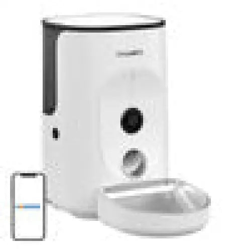 Dogness F15 WiFi 4L smart food dispenser with camera with stainless steel bowl (white) - Bowls<<<Food