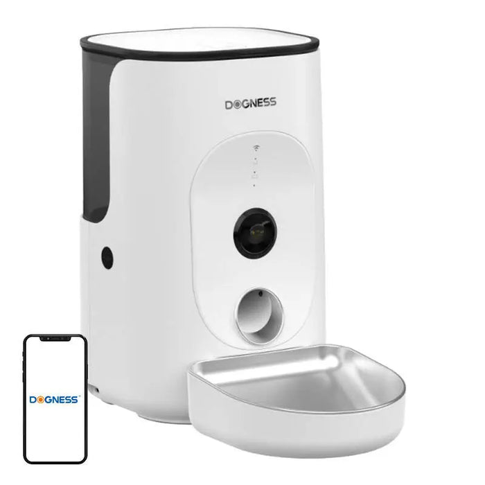 Dogness F15 WiFi 4L smart food dispenser with camera with stainless steel bowl (white) - Bowls<<<Food