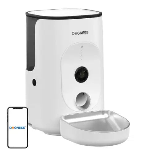 Dogness F15 WiFi 4L smart food dispenser with camera with stainless steel bowl (white) - Bowls<<<Food