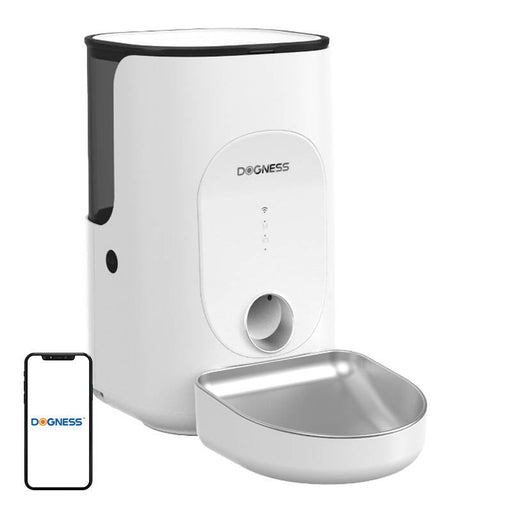 Dogness F16 WiFi 5G 4L smart food dispenser with stainless steel bowl (white) - Bowls<<<Food