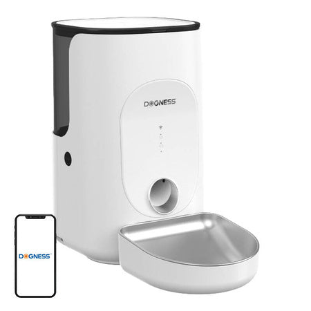 Dogness F16 WiFi 5G 4L smart food dispenser with stainless steel bowl (white) - Bowls<<<Food
