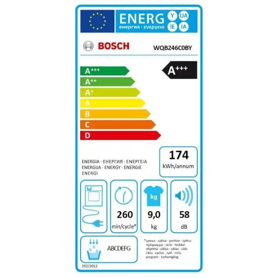 Dryer BOSCH WQB246C0BY 9 kg C - Сушилни<<<BOSCH сушилни<<<BOSCH<<<PolyComp&&&Сушилни с термопомпа<<<Сушилни<<<Едра бяла