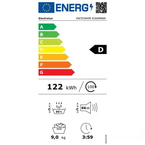 Dryer ELECTROLUX EW7D394PE 9 kg D - Electrolux с 2 + 3 години гаранция до 31.12.2025 г.<<<Едра бяла