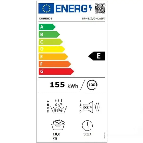 Dryer GORENJE DPNE12/GNLWIFI 10 kg E Heat pump WiFi - Сушилни с термопомпа<<<Сушилни<<<Едра бяла
