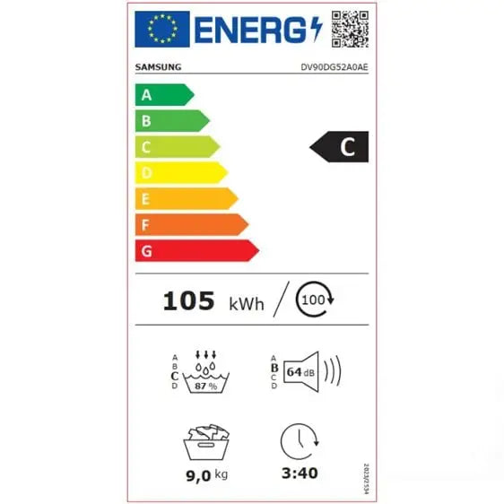Dryer SAMSNUNG DV90DG52A0AELE 9 kg Hygiene Care Wi-Fi White - Сушилни с термопомпа<<<Сушилни<<<Едра бяла