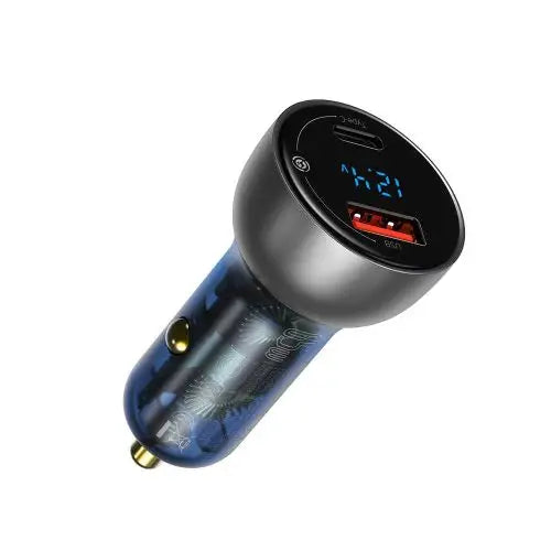 Dual Quick Charger Car Charger Baseus Particular Digital Display QC + PPS 65W (Silver) - Car