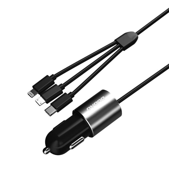 Dudao 3in1 USB car charger 3,4 A built-in cable Lightning / USB Type C / micro USB black (R5ProN black) - Cell phone