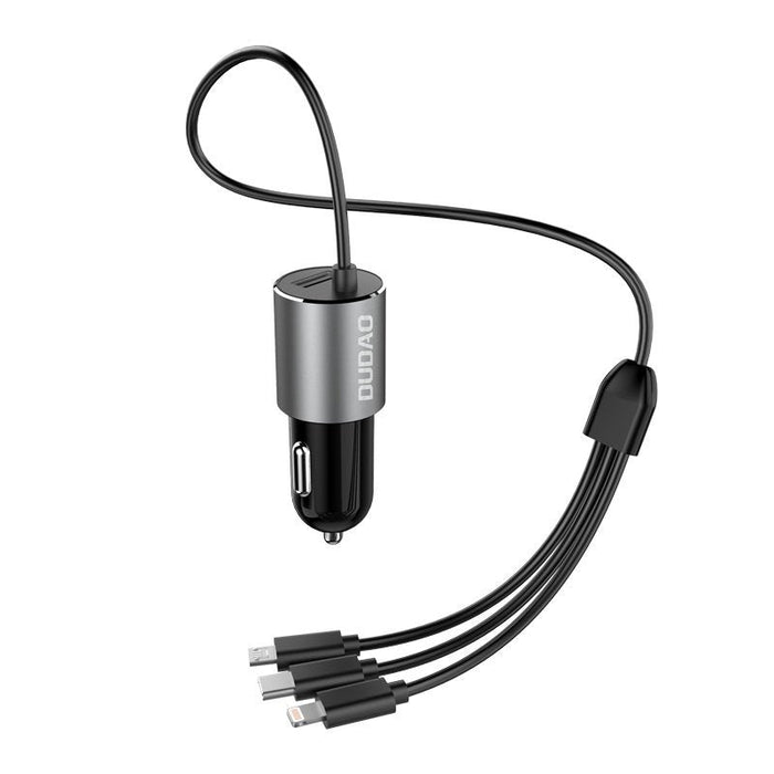Dudao 3in1 USB car charger 3,4 A built-in cable Lightning / USB Type C / micro USB black (R5ProN black) - Cell phone