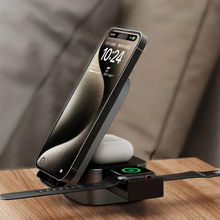 Dudao A11Pro+ 15W 3in1 Inductive Charger for Phone/Smartwatch/Headphones - Black - Cell phone USB charger<<<HurtelXML