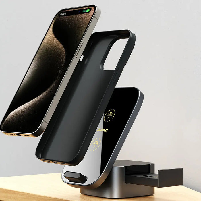 Dudao A11Pro+ 15W 3in1 Inductive Charger for Phone/Smartwatch/Headphones - Black - Cell phone USB charger<<<HurtelXML