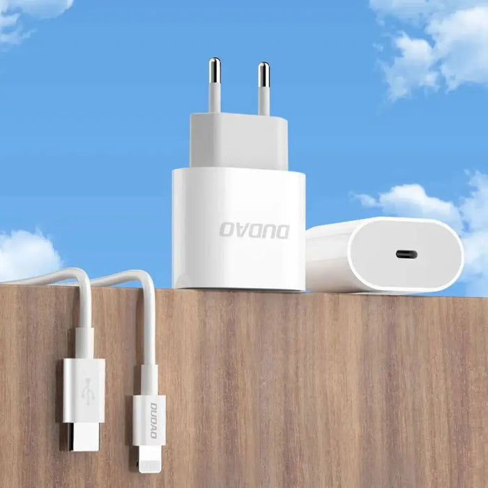 Dudao A14EUC PD 20W USB-C Wall Charger with Cable - White - Cell phone USB charger<<<HurtelXML