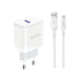 Dudao A20EU USB-A 18W network charger - white + USB-A - micro USB cable - Cell phone USB charger<<<HurtelXML