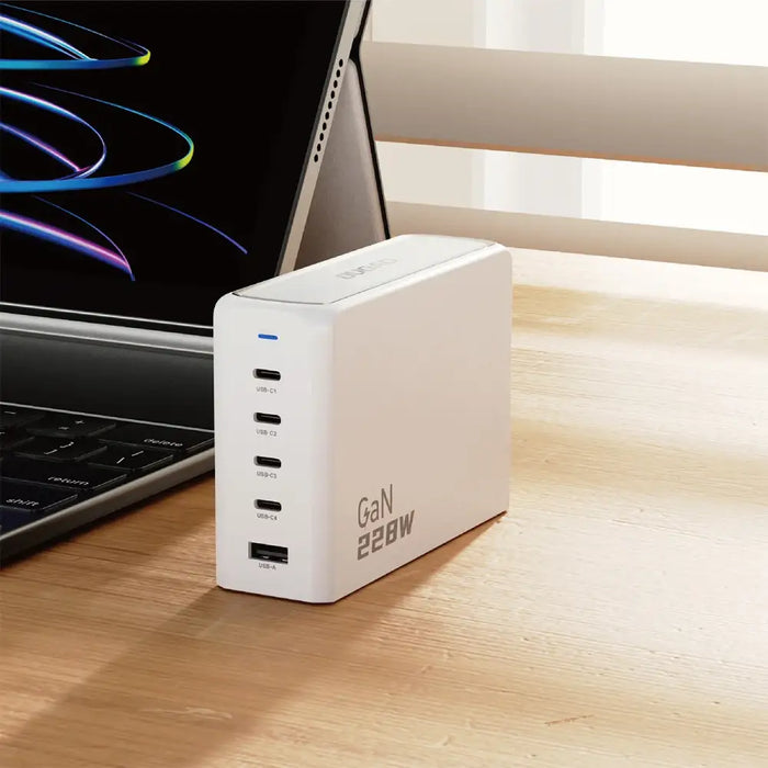 Dudao A228EU GaN charger 1x USB-A 4x USB-C PD 228W - white - Cell phone USB charger<<<HurtelXML