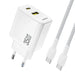 Dudao A27 MaxC 35W GaN Wall Charger + USB-C Cable - White - Cell phone USB charger<<<HurtelXML