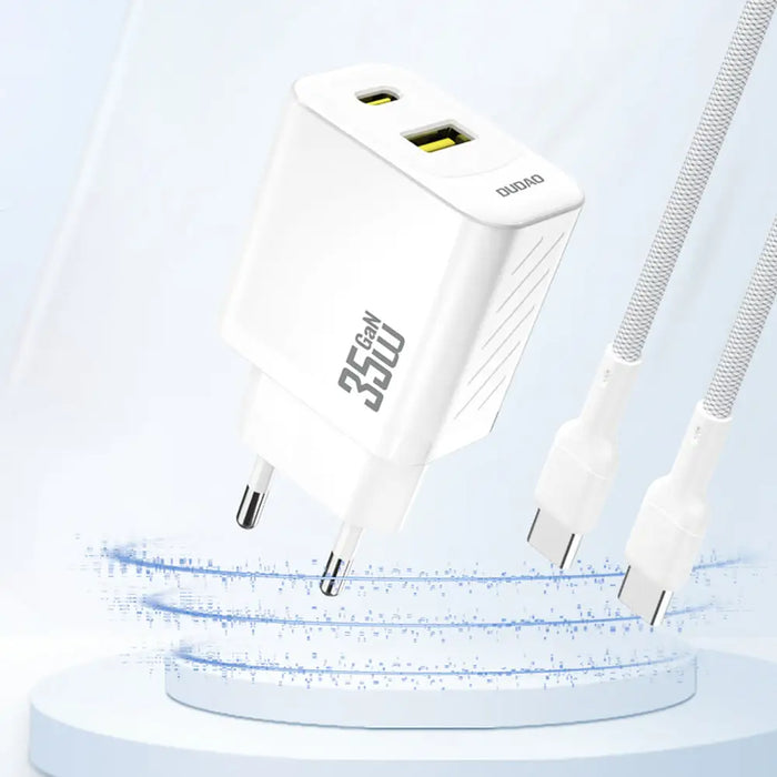 Dudao A27 MaxC 35W GaN Wall Charger + USB-C Cable - White - Cell phone USB charger<<<HurtelXML