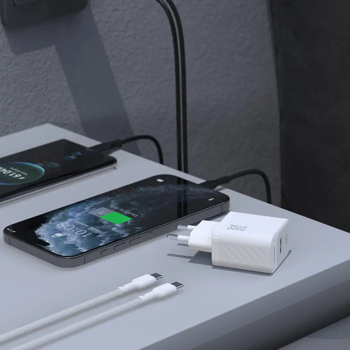 Dudao A27 MaxC 35W GaN Wall Charger + USB-C Cable - White - Cell phone USB charger<<<HurtelXML