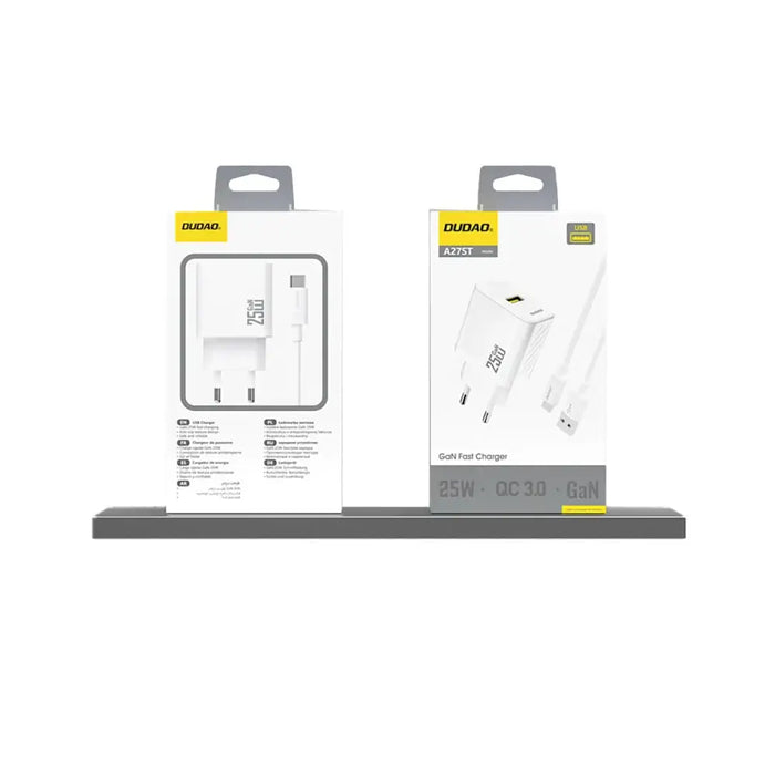 Dudao A27S 25W GaN USB-A Charger - White - Cell phone USB charger<<<HurtelXML