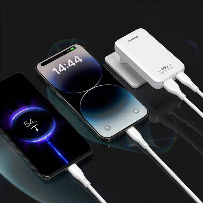 Dudao A65Q 65W GaN Travel Wall Charger USB-A / USB-C PD Ultra-Thin EU / US - White - Cell phone USB charger<<<HurtelXML