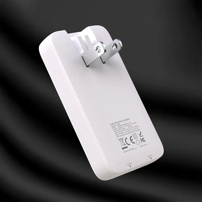 Dudao A65Q 65W GaN Travel Wall Charger USB-A / USB-C PD Ultra-Thin EU / US - White - Cell phone USB charger<<<HurtelXML