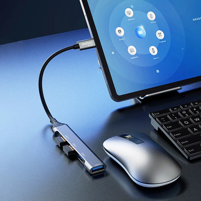 Dudao HUB 4in1 USB-C - 4x USB-A (3 x USB2.0 / USB3.0) 6.3cm black (A16T) - USB hubs<<<HurtelXML