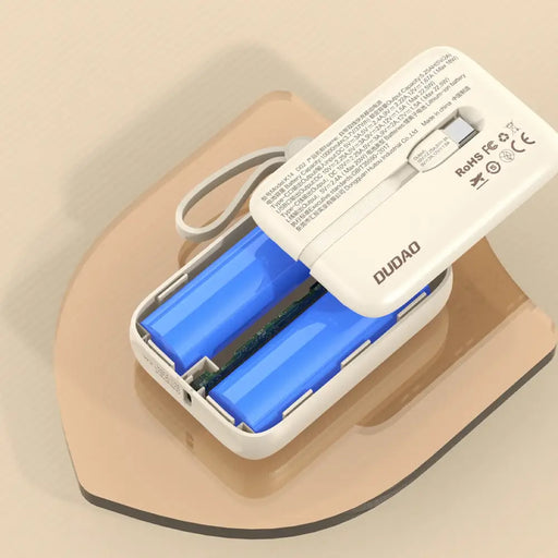 Dudao K14 10000mAh power bank with USB-C / Lightning cables - beige - Powerbanks<<<HurtelXML