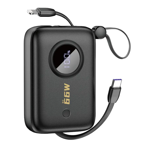 Dudao K14 10000mAh power bank with USB-C / Lightning cables - black - Powerbanks<<<HurtelXML