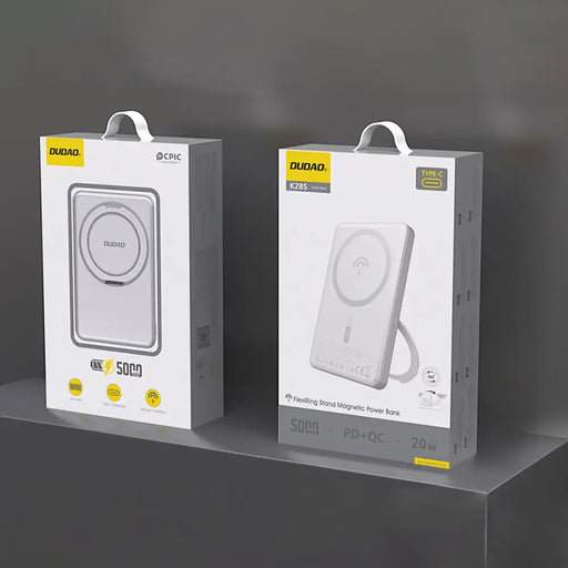 Dudao K28S 20W PD 5000mAh Powerbank with MagSafe and Stand - Silver - Powerbanks<<<HurtelXML