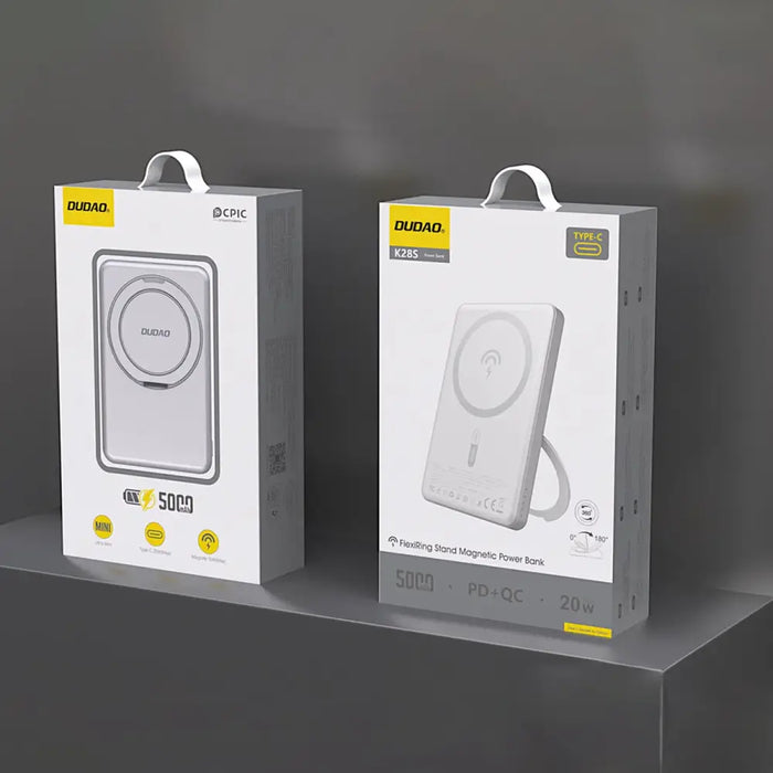 Dudao K28S 20W PD 5000mAh Powerbank with MagSafe and Stand - Silver - Powerbanks<<<HurtelXML