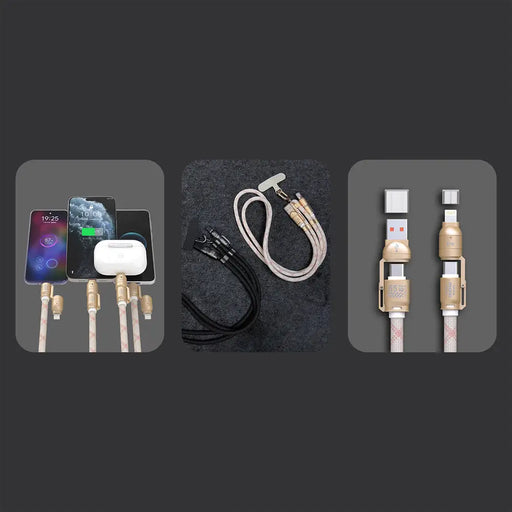 Dudao L20MAX 4in1 Cable / Lanyard USB-A / USB-C / Lightning PD QC 65W 1.5m - Pink - Cell phone cables<<<HurtelXML