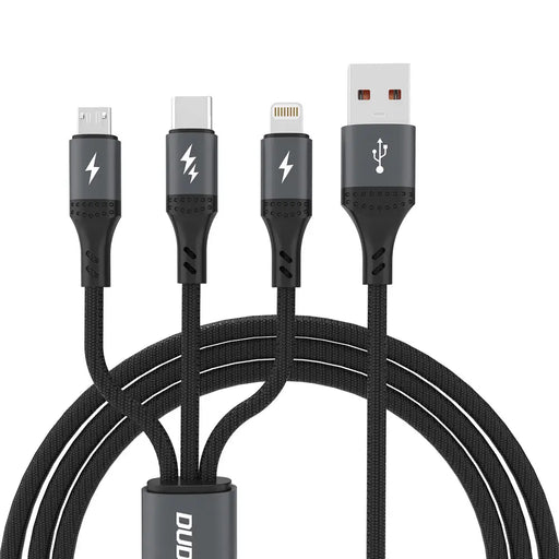 Dudao L3E 3 in 1 60W MicroUSB USB-C Lightning Cable 1.2m - Black - Cell phone cables<<<HurtelXML