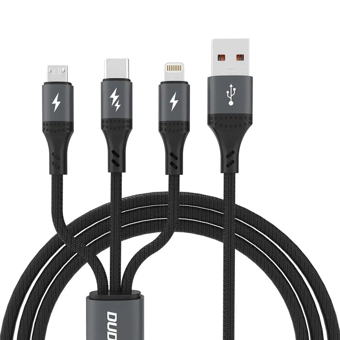 Dudao L3E 3 in 1 60W MicroUSB USB-C Lightning Cable 1.2m - Black - Cell phone cables<<<HurtelXML