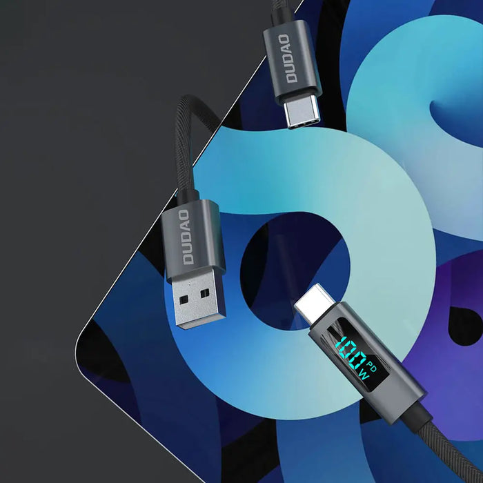 Dudao L7C USB-C - USB-C 100W Cable with LED Display 1m - Black - Cell phone cables<<<HurtelXML