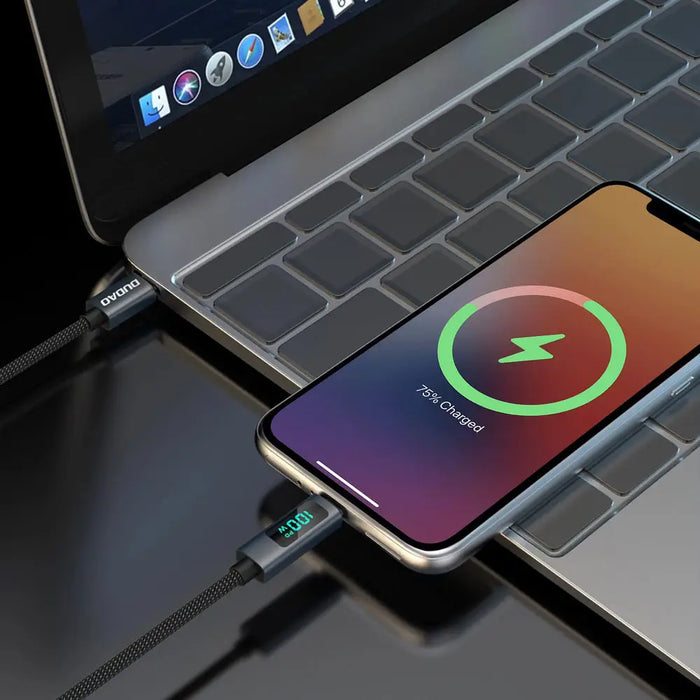 Dudao L7C USB-C - USB-C 100W Cable with LED Display 1m - Black - Cell phone cables<<<HurtelXML