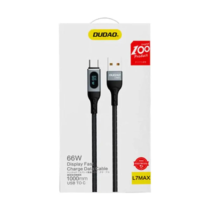 Dudao L7Max USB Cable - USB Type C Fast Charging PD 66W 1m with Display - Black - Cell phone cables<<<HurtelXML