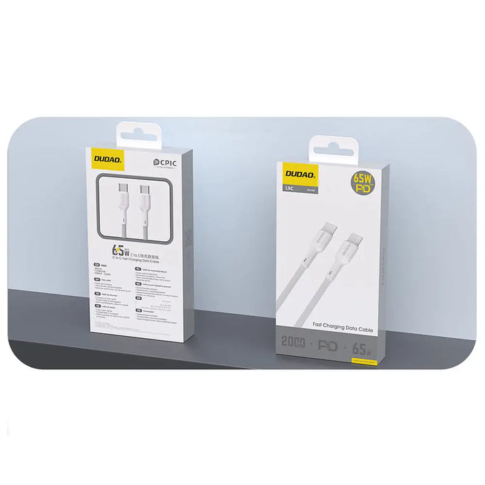 Dudao L9C 65W USB-C - USB-C 2m Cable - White - Cell phone cables<<<HurtelXML