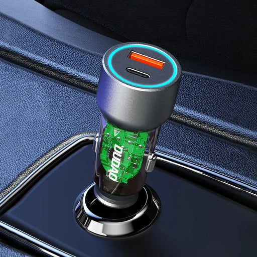 Dudao R4T 25W USB-A / USB-C Car Charger - Gray - Cell phone USB charger<<<HurtelXML