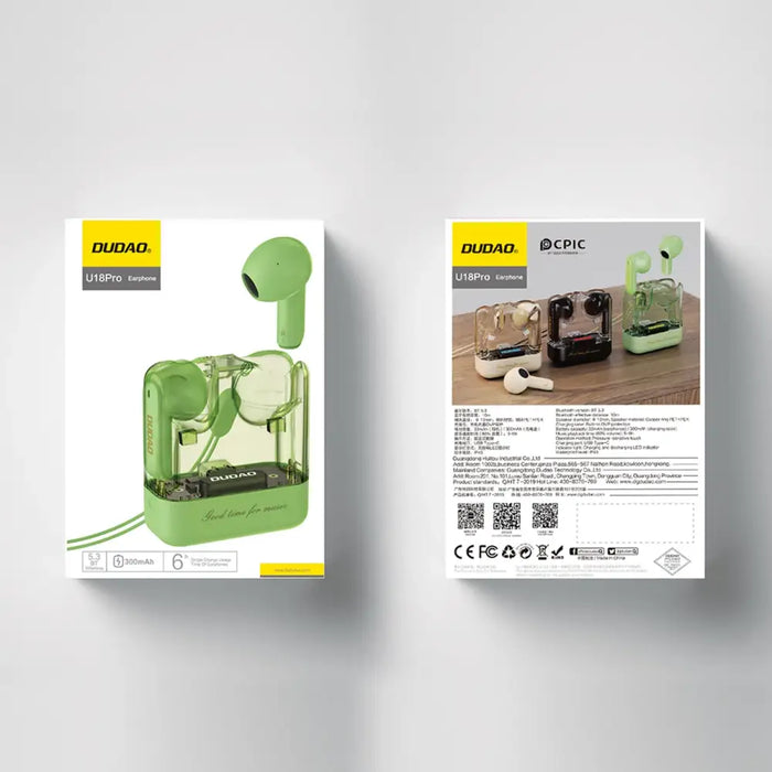 Dudao U18Pro Bluetooth 5.3 TWS wireless headphones - green - Headphones and speakers<<<HurtelXML