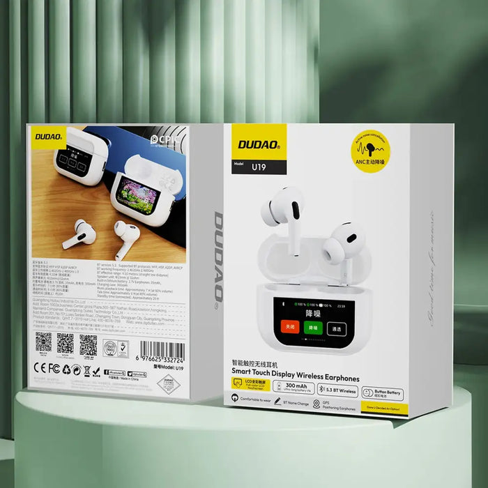 Dudao U19 in-ear TWS wireless Bluetooth 5.3 headphones with LED display - white - Headphones and speakers<<<HurtelXML