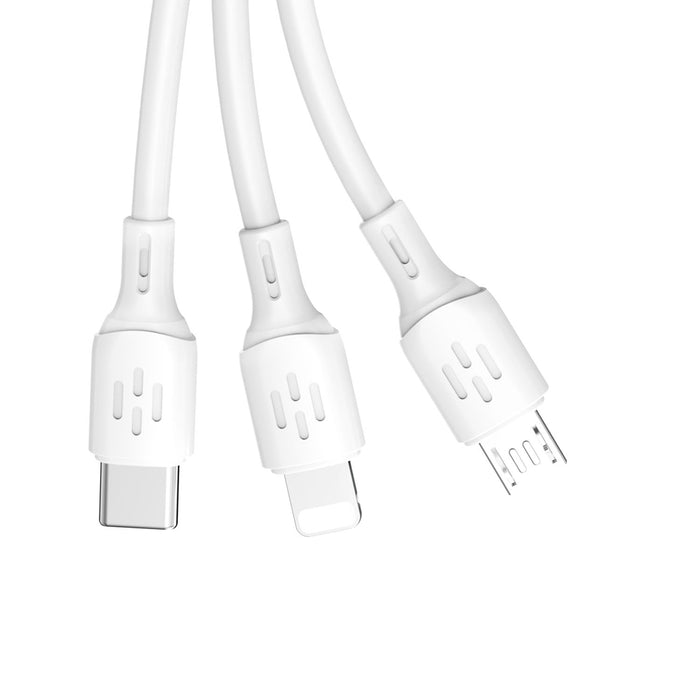 Dudao L8A-3in1 USB-A - USB-C / micro USB / Lightning 480Mb/s Cable 1.2m - White