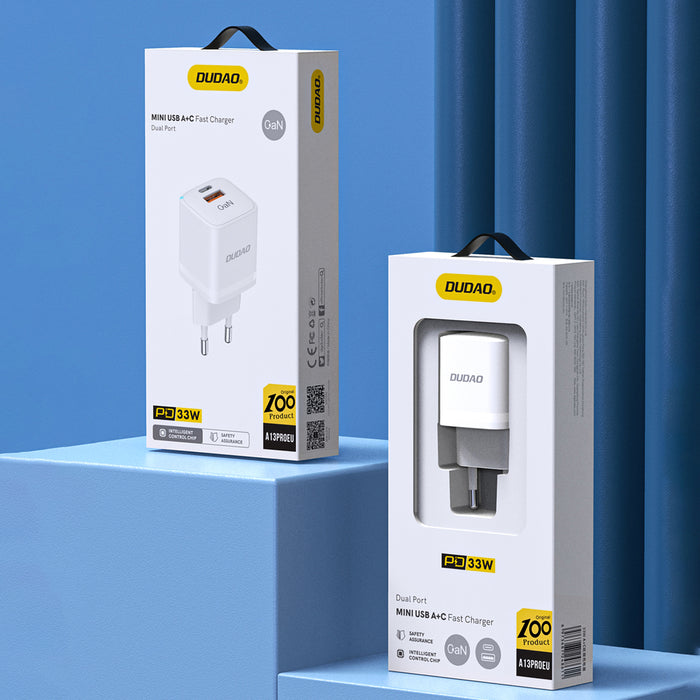 Wall charger GaN 33W PPS USB C/USB Dudao A13Pro - white