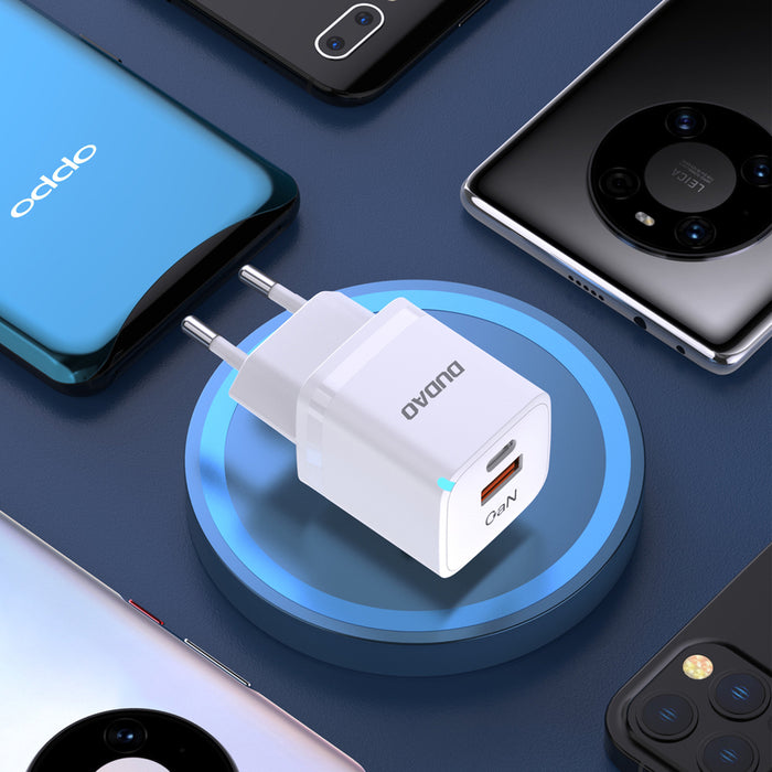 Wall charger GaN 33W PPS USB C/USB Dudao A13Pro - white