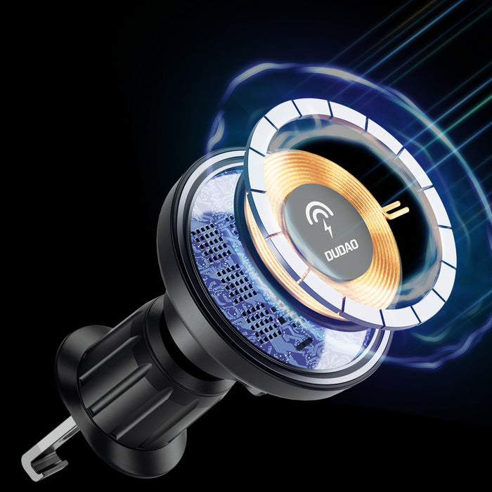 Magnetic holder with MagSafe inductive charger for cockpit/air vent 15W Dudao F12MAX+ - black