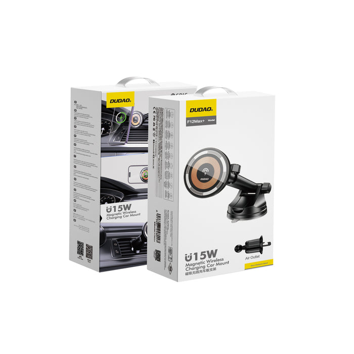 Magnetic holder with MagSafe inductive charger for cockpit/air vent 15W Dudao F12MAX+ - black