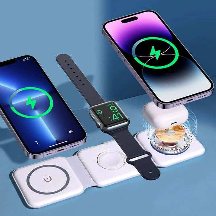 Dudao A11N 15W 3in1 Inductive Charger - White + USB-C / USB-C Cable