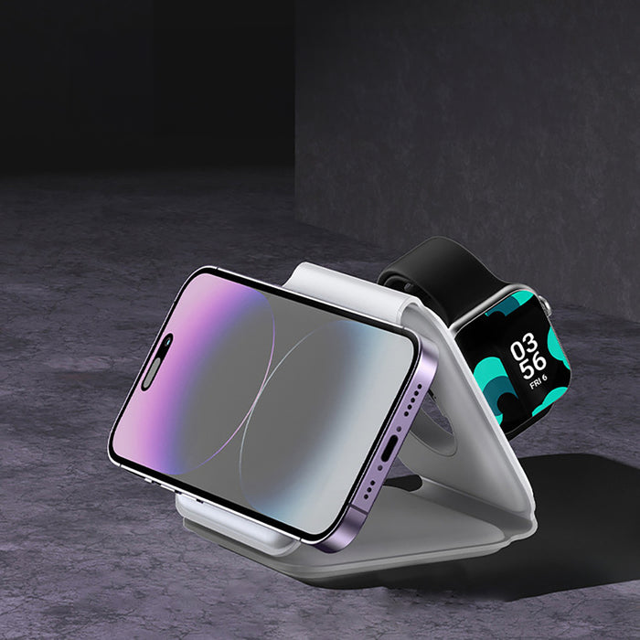 Dudao A11N 15W 3in1 Inductive Charger - White + USB-C / USB-C Cable