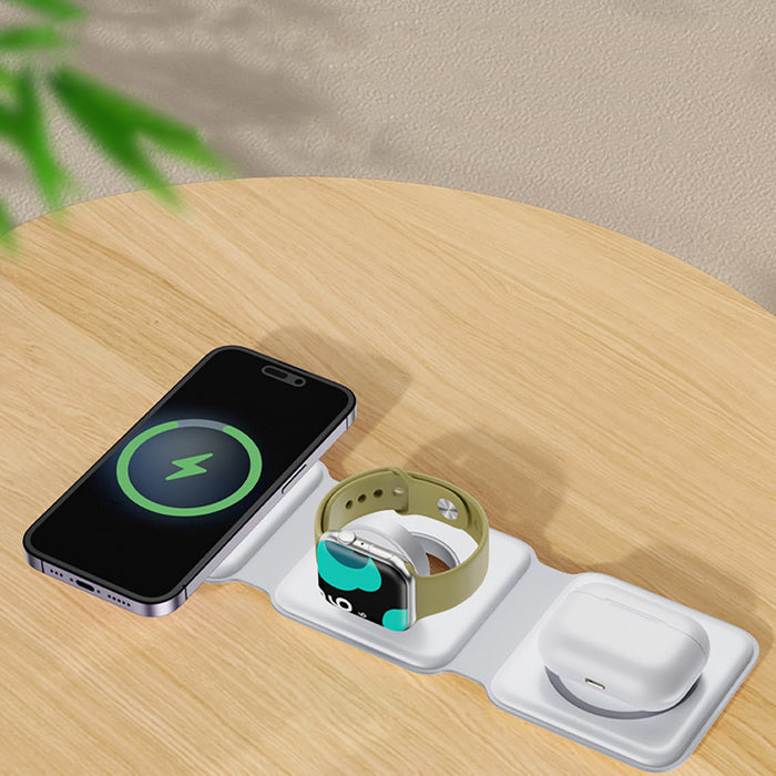 Dudao A11N 15W 3in1 Inductive Charger - White + USB-C / USB-C Cable