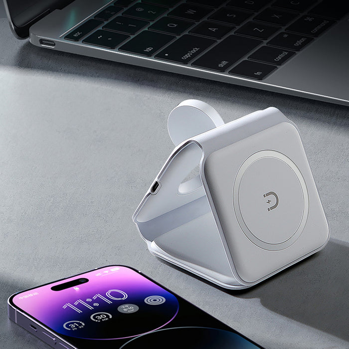 Dudao A11N 15W 3in1 Inductive Charger - White + USB-C / USB-C Cable