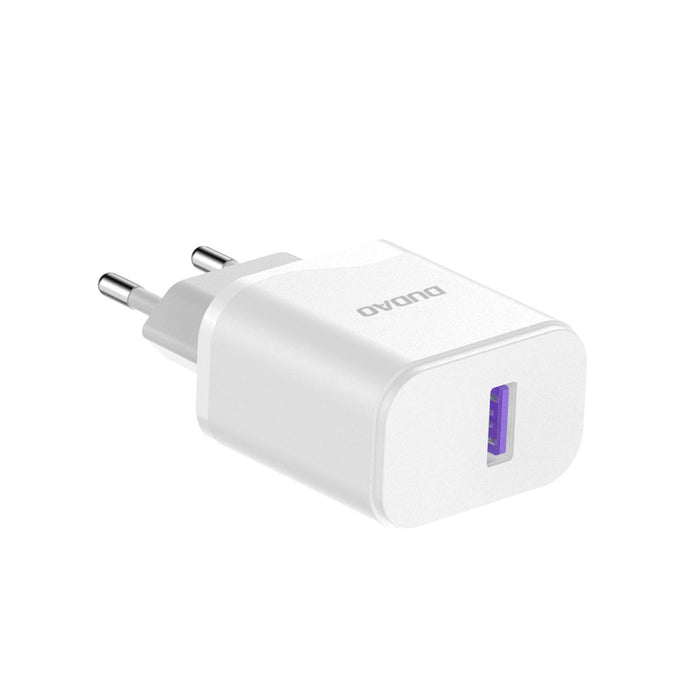 Dudao A20EU USB-A 18W wall charger - white + USB-A - USB-C cable