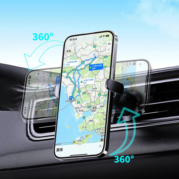 Dudao FW11 Car Phone Holder with 15W Inductive Charger for Air Vent/Cockpit - Black