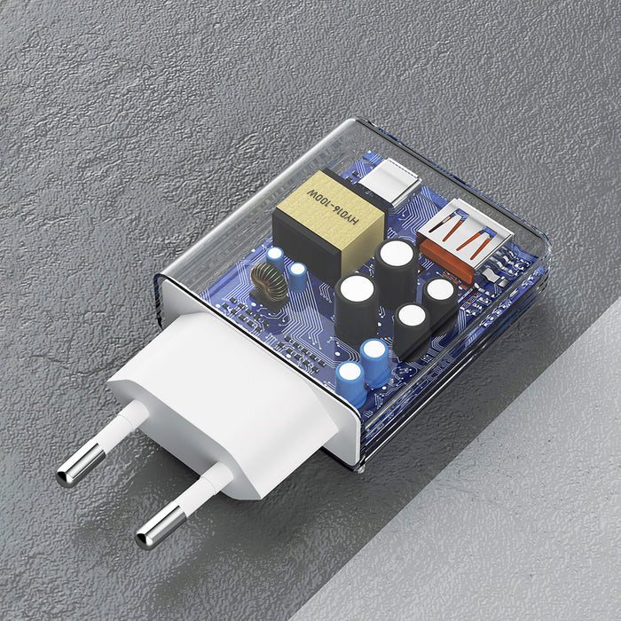 GaN Dudao A30EU 30W USB-A / USB-C Wall Charger - White